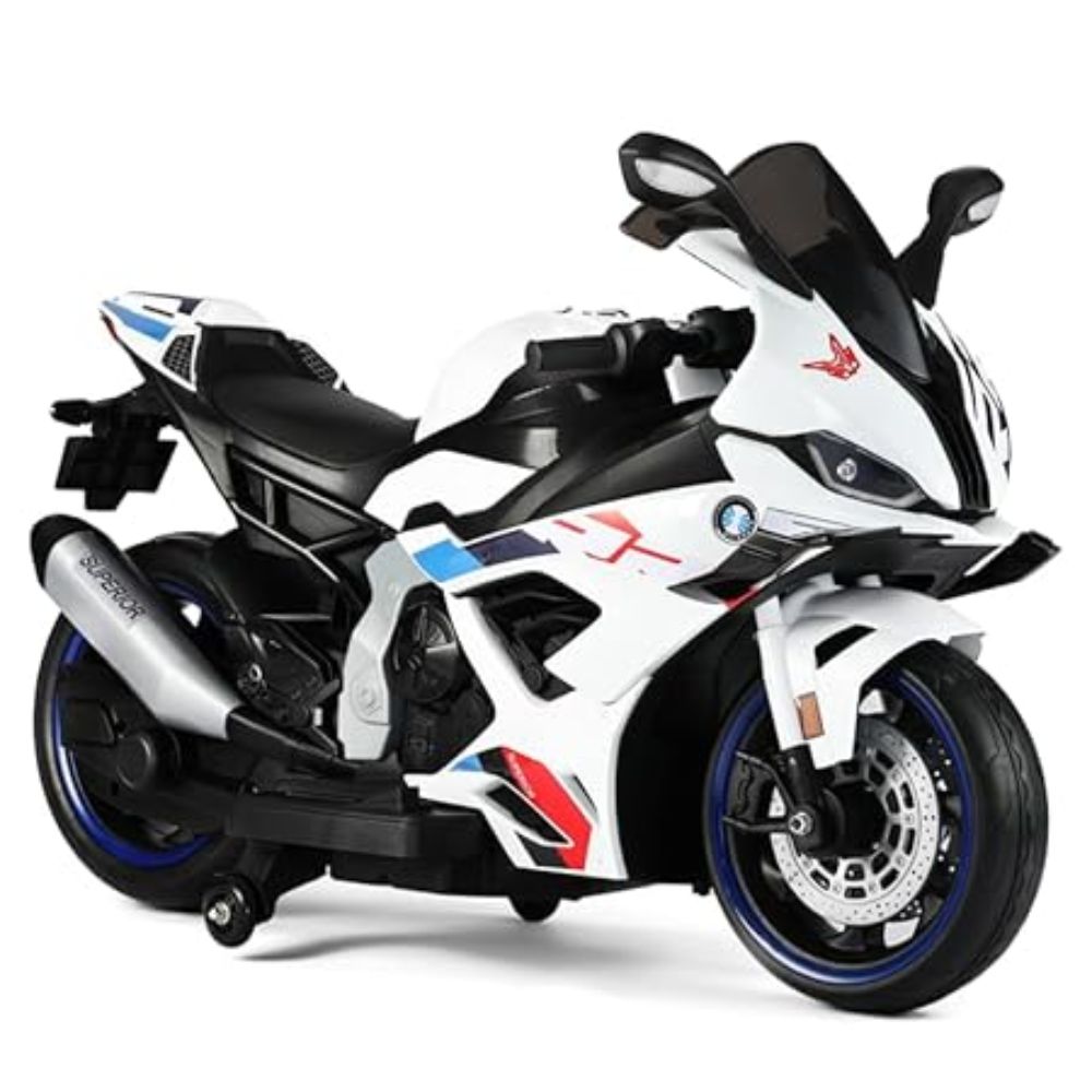 BMW 12V Kids Battery Operated Ride On BMW S 1000 RR Bike with Wheels Led Lights and Side Stand