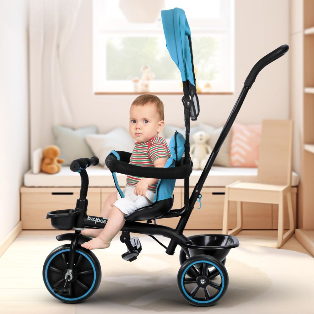 Maestro 2 in 1 Baby Tricycle for Kids, Smart Kids Tricycle with Parental Push Handle, Cushion seat, Canopy & Safety Guardrail | Kid Cycle Trikes | Baby Cycle for Kids 2 to 5 Years