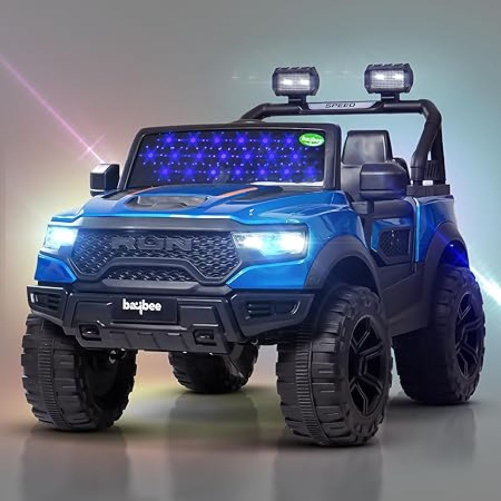 Run 4*4 Painted Battery Operated Jeep for Kids, Ride on Toy Kids Car with RGB Windshield Light & Music | Electric Jeep Battery Car | Baby Big Car for Kids to Drive 3 to 8 Years Boys Girls