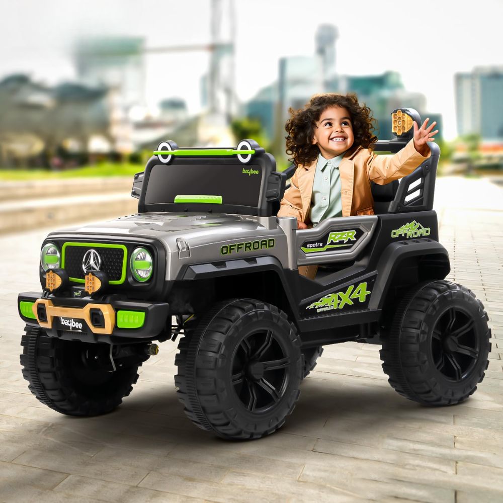Wragler182 Off Road 4x4 Battery Operated Jeep for Kids, Ride on Toy Baby Car with LED RGB Light & Music, Rechargeable Electric Jeep, Big Battery Car for Kids