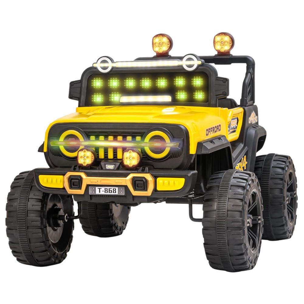 Rygon Battery Operated Jeep for Kids with RGB Windshield Light, USB, Bluetooth & Music | Baby Big Ride on Battery Car | Electric Jeep Car for Kids to Drive for 2 to 6 Years Boys Girls