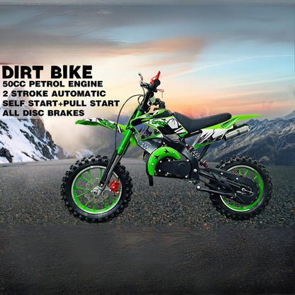 Dirt Bike 50cc - 2 Stroke Super-Cross Kids Dirt Bike - Best Mini Off-Road Motorcycle for Childrens Between 8 to 14years