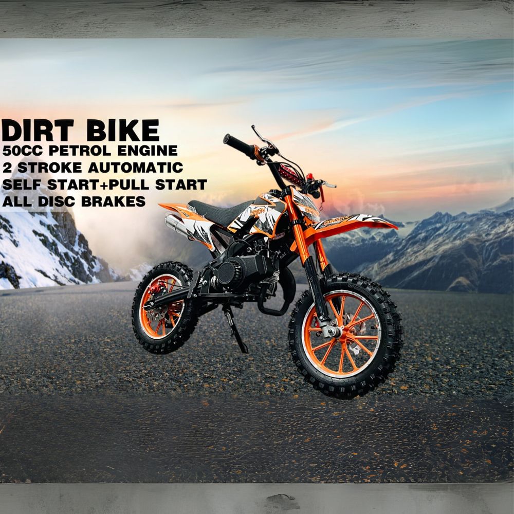Dirt Bike 50cc - 2 Stroke Super-Cross Kids Dirt Bike - Best Mini Off-Road Motorcycle for Childrens Between 8 to 14years