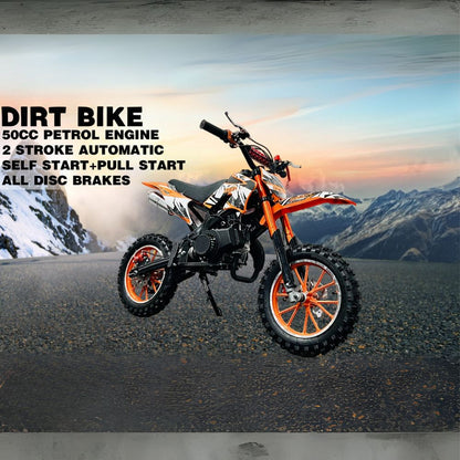 Dirt Bike 50cc - 2 Stroke Super-Cross Kids Dirt Bike - Best Mini Off-Road Motorcycle for Childrens Between 8 to 14years