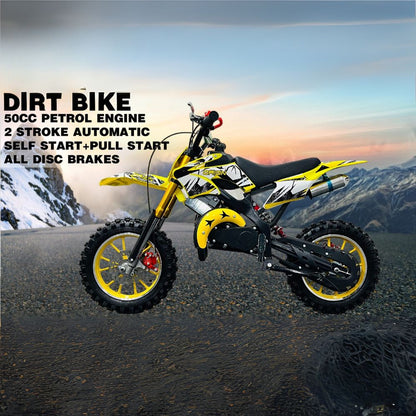 Dirt Bike 50cc - 2 Stroke Super-Cross Kids Dirt Bike - Best Mini Off-Road Motorcycle for Childrens Between 8 to 14years