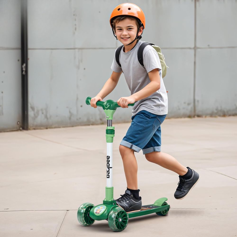 Kitty Kick Scooter for Kids | Foldable Kids Scooter with 4 Height Adjustable Handle & Brake | Skate Scooters with LED PU Wheels | Runner Scooters for Kids 3 to 10 Years Boys Girls