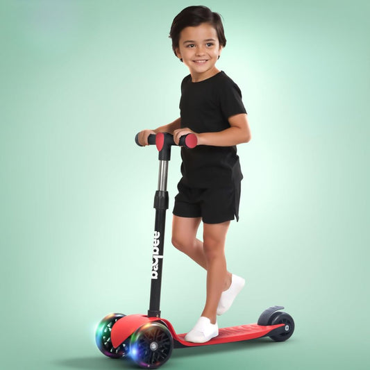 Kitty Kick Scooter for Kids | Foldable Kids Scooter with 4 Height Adjustable Handle & Brake | Skate Scooters with LED PU Wheels | Runner Scooters for Kids 3 to 10 Years Boys Girls