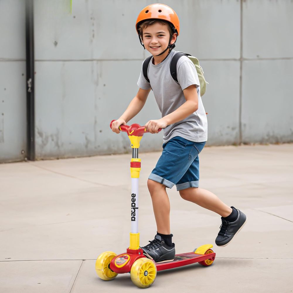 Kitty Kick Scooter for Kids | Foldable Kids Scooter with 4 Height Adjustable Handle & Brake | Skate Scooters with LED PU Wheels | Runner Scooters for Kids 3 to 10 Years Boys Girls