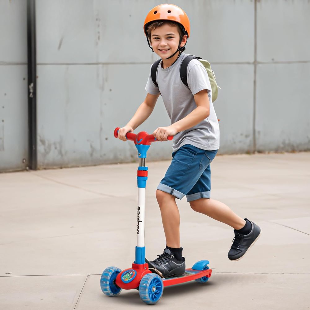 Kitty Kick Scooter for Kids | Foldable Kids Scooter with 4 Height Adjustable Handle & Brake | Skate Scooters with LED PU Wheels | Runner Scooters for Kids 3 to 10 Years Boys Girls