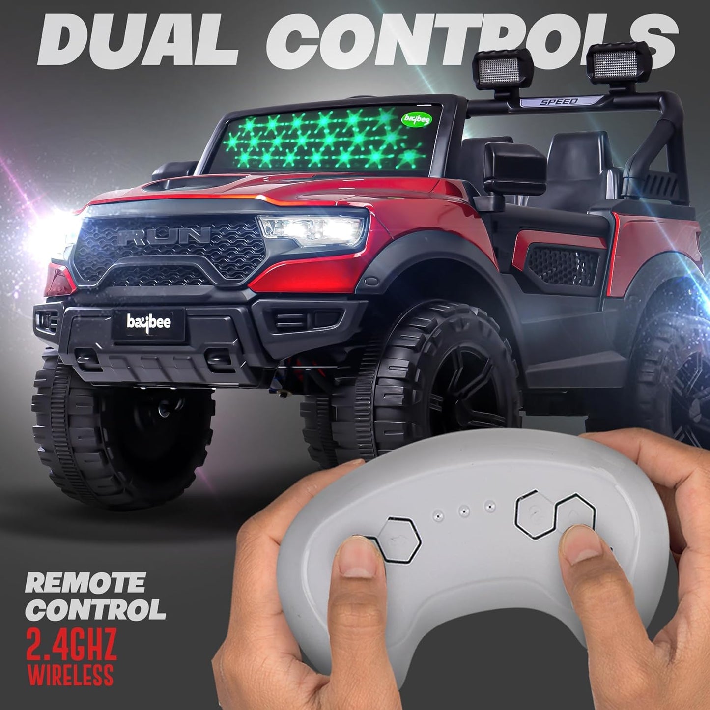 SRI MAHESHWARI ENTERPRISES - 4*4 Run Battery Operated Jeep for Kids, Ride on Toy Kids Car with Led Windshield, Light & Music | Baby Battery Car | Electric Jeep Car for Kids to Drive 3 to 8 Years Boy Girl