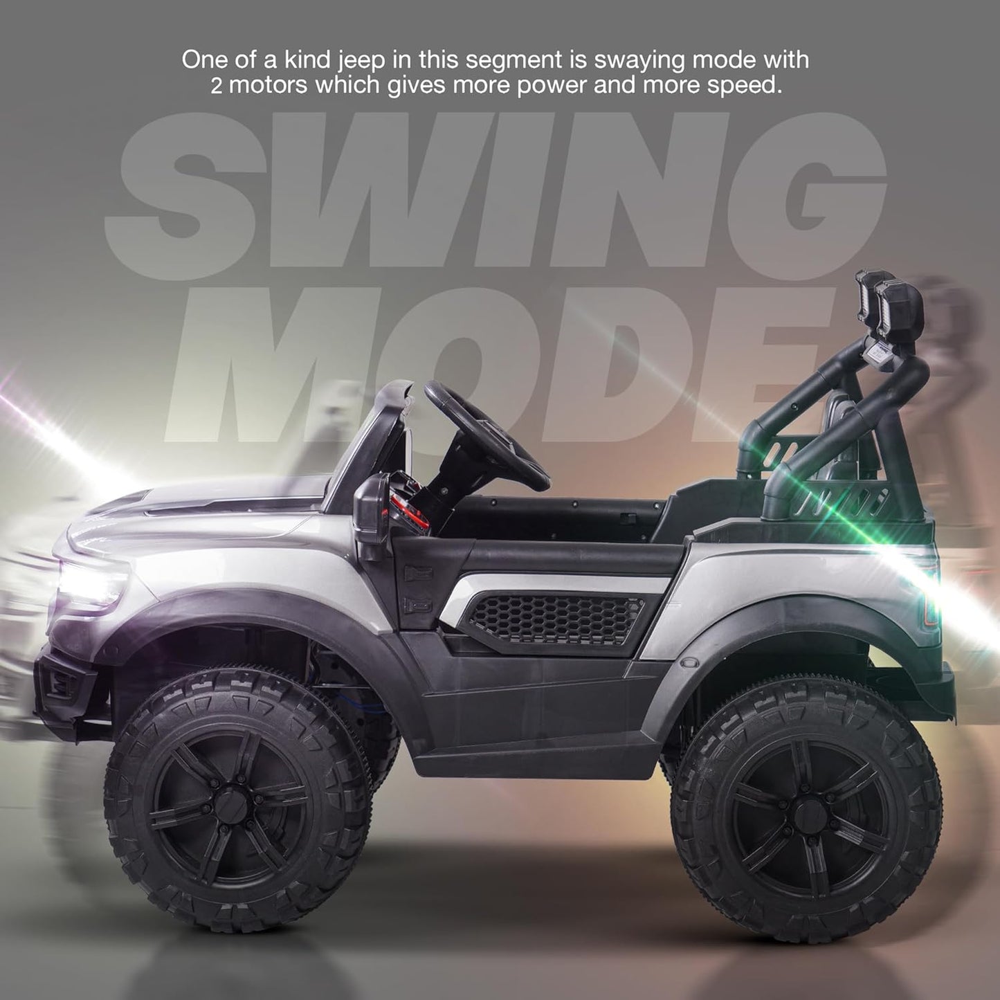 SRI MAHESHWARI ENTERPRISES - 4*4 Run Battery Operated Jeep for Kids, Ride on Toy Kids Car with Led Windshield, Light & Music | Baby Battery Car | Electric Jeep Car for Kids to Drive 3 to 8 Years Boy Girl