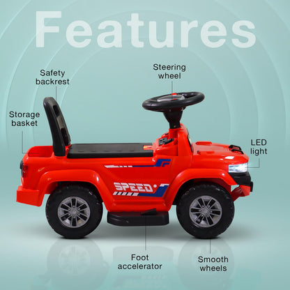 Speedy Pro Rechargeable Battery Operated Jeep for Kids, Ride on Toy Kids Car with Music, LED Light & Storage, Baby Big Electric Jeep Battery Car for Kids to Drive 1 to 4 Years Boy Girl (Red)