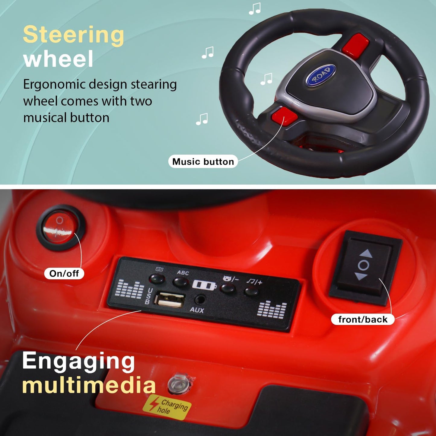 Speedy Pro Rechargeable Battery Operated Jeep for Kids, Ride on Toy Kids Car with Music, LED Light & Storage, Baby Big Electric Jeep Battery Car for Kids to Drive 1 to 4 Years Boy Girl (Red)