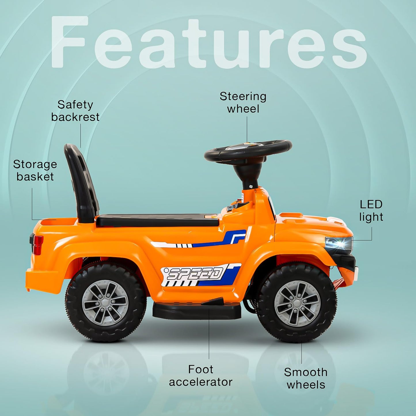 Speedy Pro Rechargeable Battery Operated Jeep for Kids, Ride on Toy Kids Car with Music, LED Light & Storage, Baby Big Electric Jeep Battery Car for Kids to Drive 1 to 4 Years Boy Girl (Red)