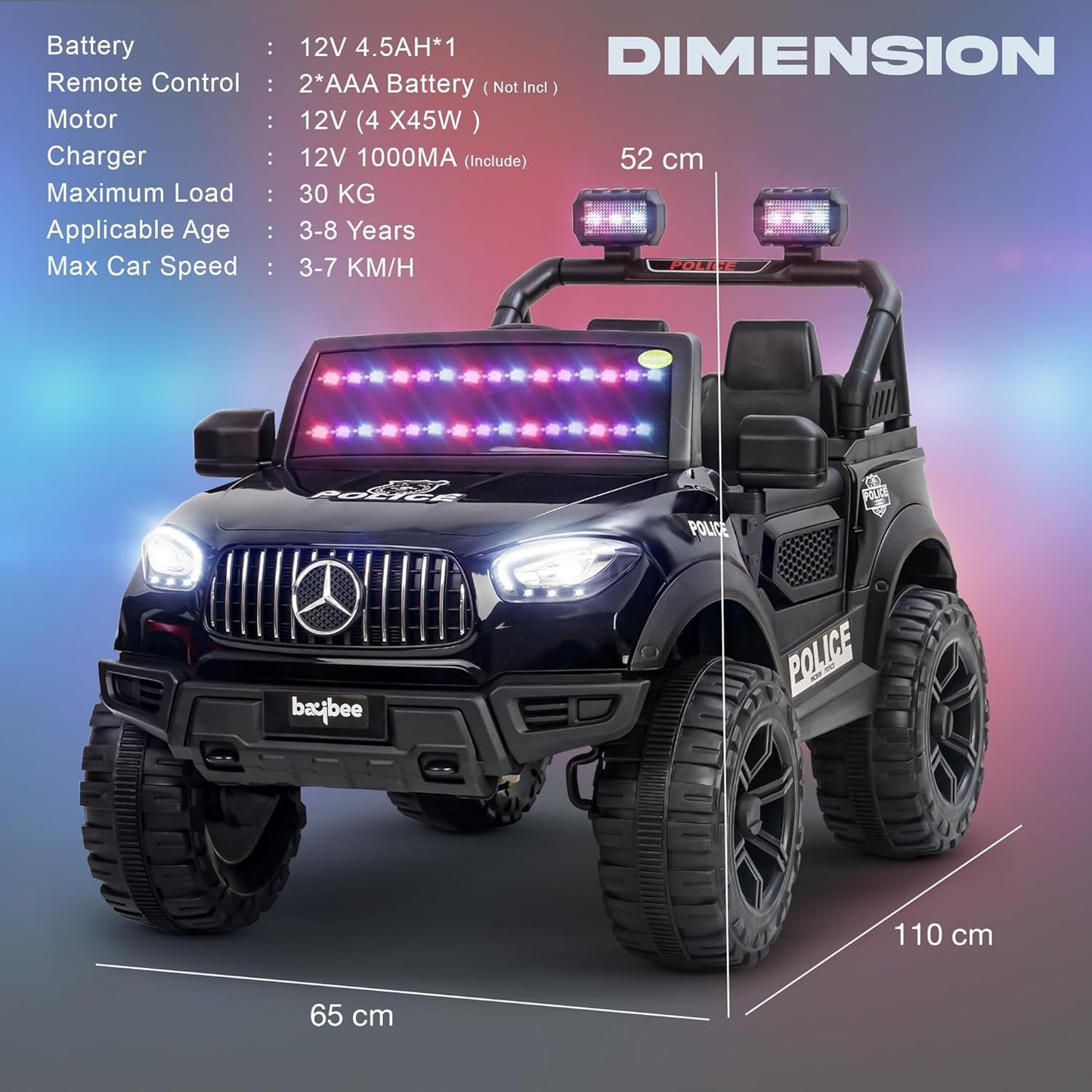 Sri Maheshwari Enterprises - BEN 2*2 Battery Operated Jeep for Kids, Ride on Toy with RGB Windshield Light & Music | Electric Jeep Battery Car | Baby Big Car for Kids to Drive 3 to 8 Years Boys Girls