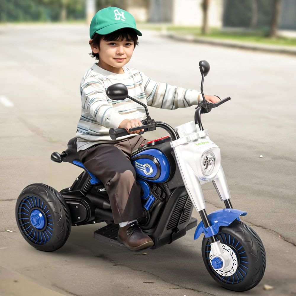 Boltster Electric Bike for Kids with Foot Accelerator & Music | Rechargeable Kids Bike with LED Light, Bluetooth & USB | Baby Battery Operated Ride on Bike to Drive 1 to 4 Years Boy Girl