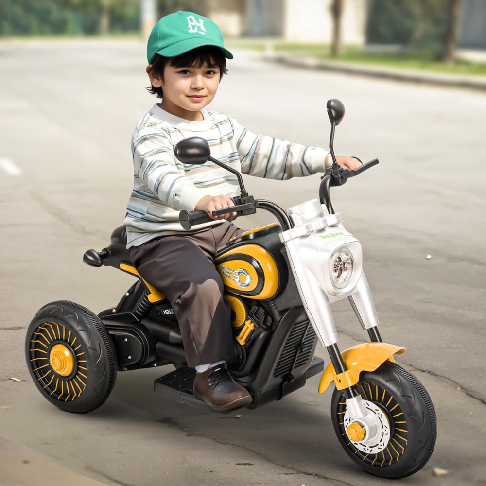 Boltster Electric Bike for Kids with Foot Accelerator & Music | Rechargeable Kids Bike with LED Light, Bluetooth & USB | Baby Battery Operated Ride on Bike to Drive 1 to 4 Years Boy Girl