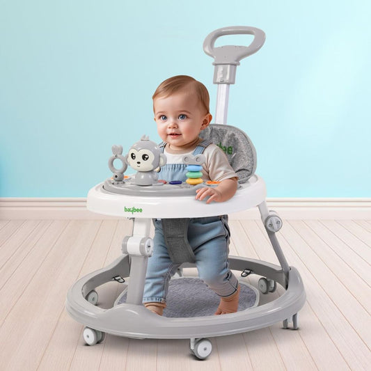 Drono Pro Baby Walker for Kids with Push Handle, 4-Level Height Adjustment, Musical Toy Bar & Footmat | Round Activity Walker for Babies 6–18 Months