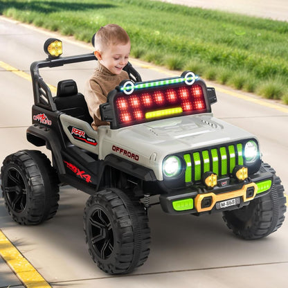 Droxy Non Metallic Battery Operated Jeep for Kids with RGB Windshield Light, Bluetooth, USB & Music | Baby Big Ride on Battery Car | Electric Jeep Car for Kids to Drive for 2 to 6 Years Boys Girls