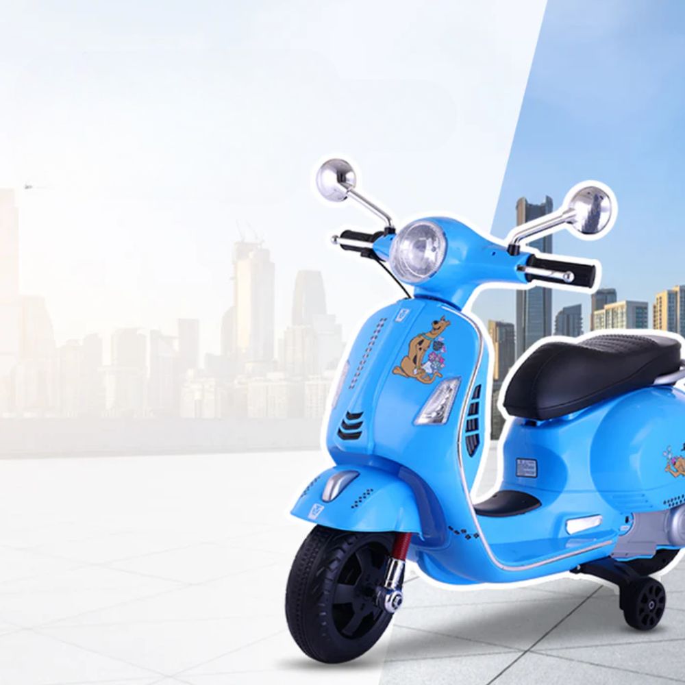 Licensed Scooby Doo Scooter | 2B (6V/5AH) Battery | 2M (12V/18000 RPM) Motor | Hand Accelerator | USB/MP3 Interface | LED Light | English Rhymes & Music | BIS Certified | (Blue) (3-7 Years)