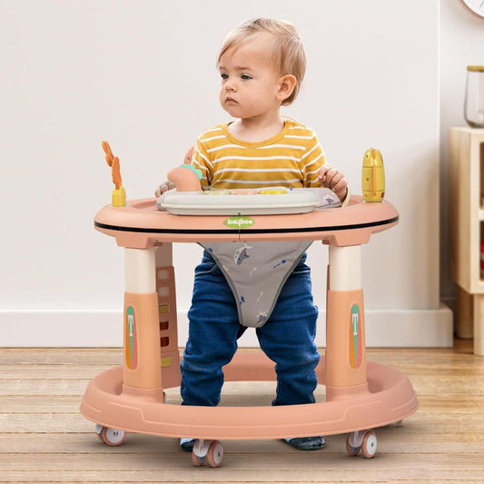 Melody Baby Walker for Kids with 5-Level Height Adjustment, 360° Swivel Seat & Musical Toy Bar | Round Activity Walker for Babies 6–18 Months