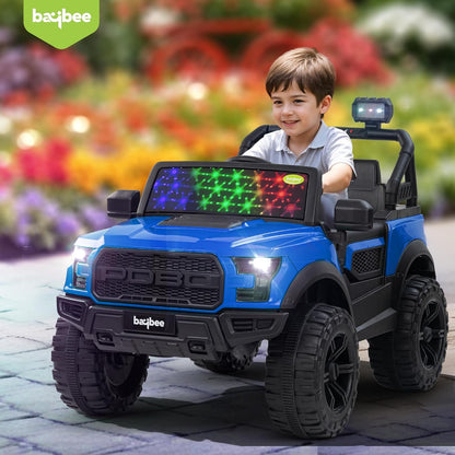 Sri Maheshwari Enterprises - POBO Battery Operated Jeep for Kids, Ride on Toy Kids Car with RGB Windshield Light & Music | Electric Jeep Battery Car | Baby Big Car for Kids to Drive 3 to 8 Years Boys Girls