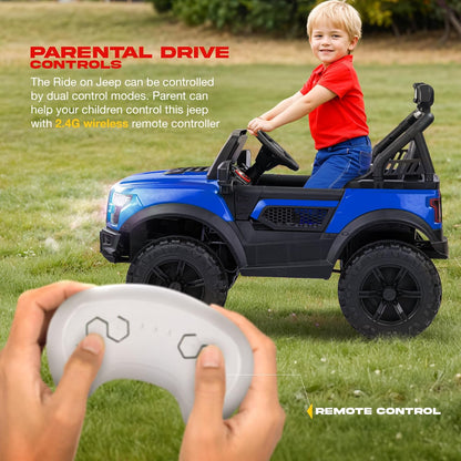 Sri Maheshwari Enterprises - POBO Battery Operated Jeep for Kids, Ride on Toy Kids Car with RGB Windshield Light & Music | Electric Jeep Battery Car | Baby Big Car for Kids to Drive 3 to 8 Years Boys Girls