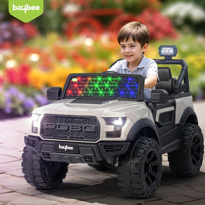 Sri Maheshwari Enterprises - POBO Battery Operated Jeep for Kids, Ride on Toy Kids Car with RGB Windshield Light & Music | Electric Jeep Battery Car | Baby Big Car for Kids to Drive 3 to 8 Years Boys Girls