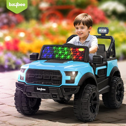 Sri Maheshwari Enterprises - POBO Battery Operated Jeep for Kids, Ride on Toy Kids Car with RGB Windshield Light & Music | Electric Jeep Battery Car | Baby Big Car for Kids to Drive 3 to 8 Years Boys Girls
