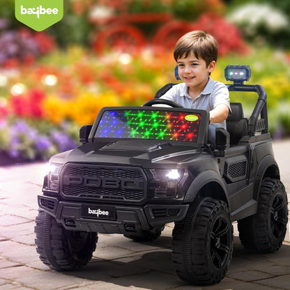 Sri Maheshwari Enterprises - POBO Battery Operated Jeep for Kids, Ride on Toy Kids Car with RGB Windshield Light & Music | Electric Jeep Battery Car | Baby Big Car for Kids to Drive 3 to 8 Years Boys Girls