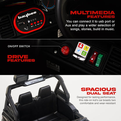 Sri Maheshwari Enterprises - POBO Battery Operated Jeep for Kids, Ride on Toy Kids Car with RGB Windshield Light & Music | Electric Jeep Battery Car | Baby Big Car for Kids to Drive 3 to 8 Years Boys Girls