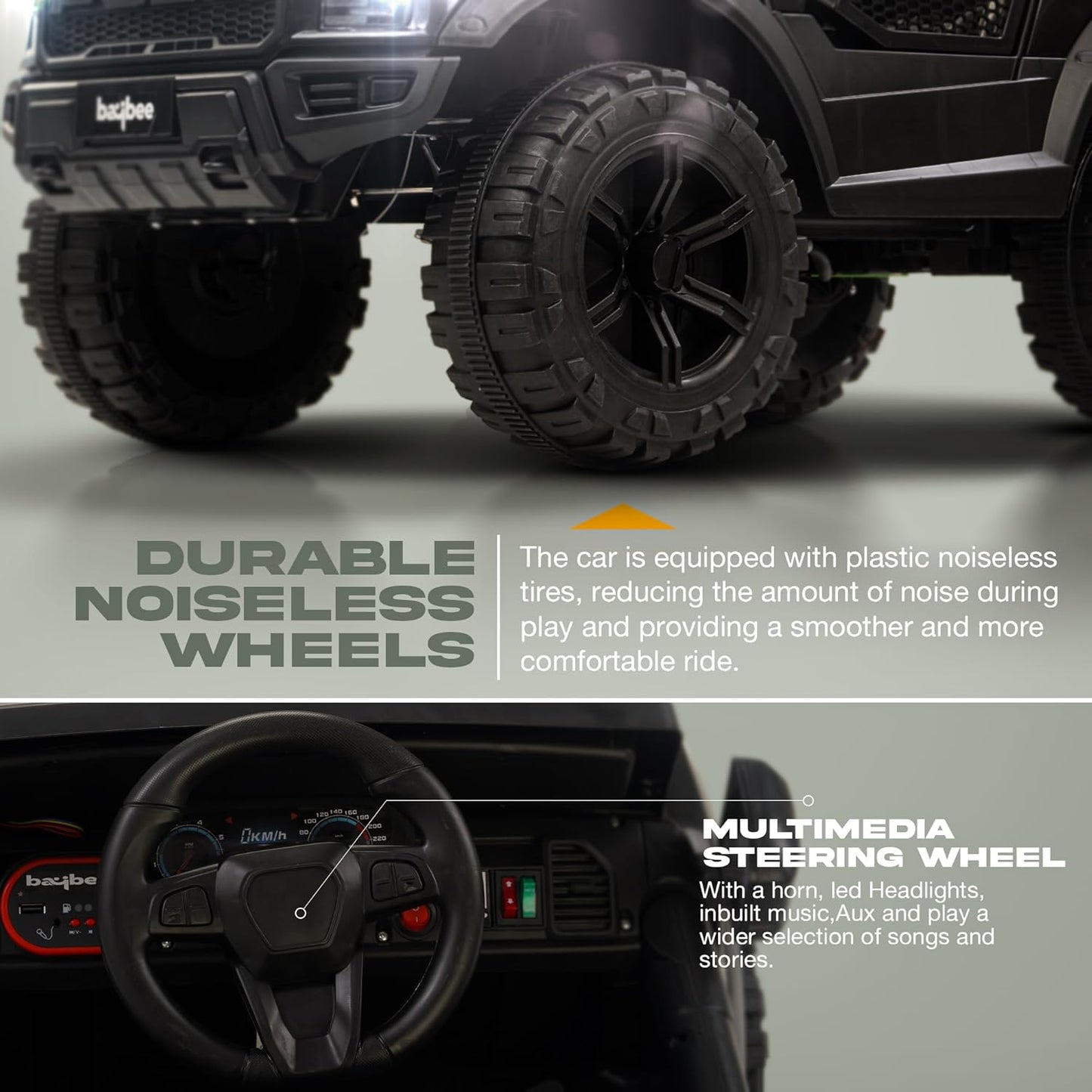 Sri Maheshwari Enterprises - POBO Battery Operated Jeep for Kids, Ride on Toy Kids Car with RGB Windshield Light & Music | Electric Jeep Battery Car | Baby Big Car for Kids to Drive 3 to 8 Years Boys Girls