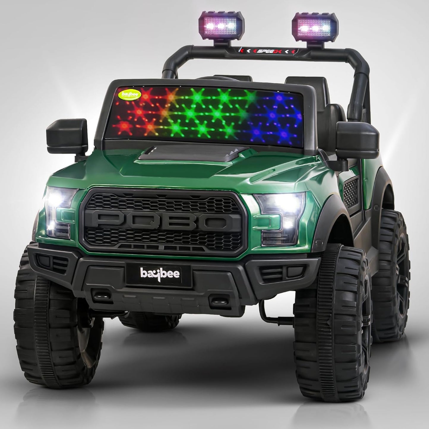 Sri Maheshwari Enterprises - POBO Battery Operated Jeep for Kids, Ride on Toy Kids Car with RGB Windshield Light & Music | Electric Jeep Battery Car | Baby Big Car for Kids to Drive 3 to 8 Years Boys Girls