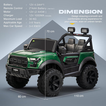 Sri Maheshwari Enterprises - POBO Battery Operated Jeep for Kids, Ride on Toy Kids Car with RGB Windshield Light & Music | Electric Jeep Battery Car | Baby Big Car for Kids to Drive 3 to 8 Years Boys Girls