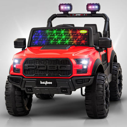Sri Maheshwari Enterprises - POBO Battery Operated Jeep for Kids, Ride on Toy Kids Car with RGB Windshield Light & Music | Electric Jeep Battery Car | Baby Big Car for Kids to Drive 3 to 8 Years Boys Girls