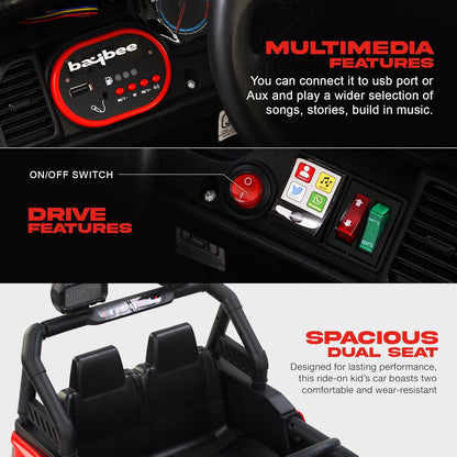 Sri Maheshwari Enterprises - POBO Battery Operated Jeep for Kids, Ride on Toy Kids Car with RGB Windshield Light & Music | Electric Jeep Battery Car | Baby Big Car for Kids to Drive 3 to 8 Years Boys Girls