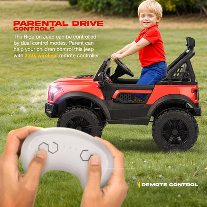 Sri Maheshwari Enterprises - POBO Battery Operated Jeep for Kids, Ride on Toy Kids Car with RGB Windshield Light & Music | Electric Jeep Battery Car | Baby Big Car for Kids to Drive 3 to 8 Years Boys Girls