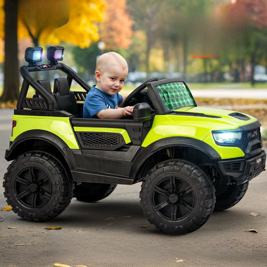 Run 2*2 WD Battery Operated Jeep for Kids, Ride on Toy Kids Car with RGB Windshield Light & Music | Electric Jeep Battery Car | Baby Big Car for Kids to Drive 3 to 8 Years Boys Girls
