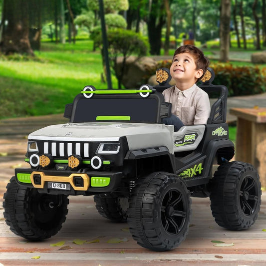 Thunderbug Non Metallic 2x2 Battery Operated Jeep for Kids | Ride on Toy Baby Car with Bluetooth, USB, LED Light & Music | Rechargeable Big Battery Car | Electric Jeep for Kids to Drive 2 to 6 Years