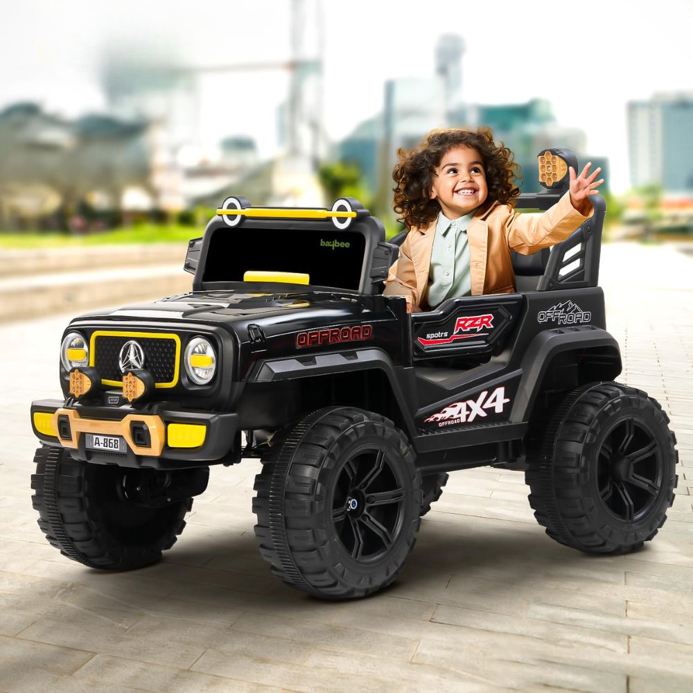 Wragler182 Off Road 4x4 Battery Operated Jeep for Kids, Ride on Toy Baby Car with LED RGB Light & Music, Rechargeable Electric Jeep, Big Battery Car for Kids