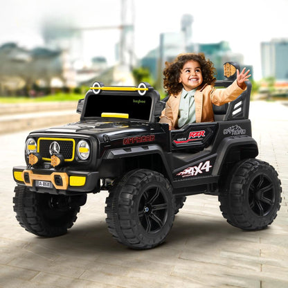 Wragler182 Off Road 4x4 Battery Operated Jeep for Kids, Ride on Toy Baby Car with LED RGB Light & Music, Rechargeable Electric Jeep, Big Battery Car for Kids