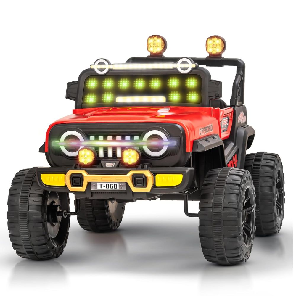 Blitz Battery Operated Jeep for Kids with RGB Windshield Light, USB, Bluetooth & Music | Baby Big Ride on Battery Car | Electric Jeep Car for Kids to Drive for 2 to 6 Years Boys Girls