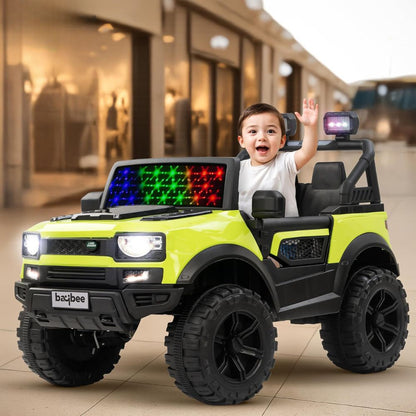 Rover Pro 4×4 Battery Operated Jeep for Kids, Ride on Toy Car with RGB Windshield Light & Music | Baby Big Battery Car | Electric Jeep Car for Kids to Drive 2 to 6 Years (Painted Blue)