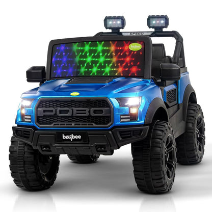 Pobo Kids 4*4 Battery Operated Jeep, Ride on Toy Kid Car with RGB Windshield Light & Music | Electric Jeep Battery Cars | Baby Big Car for Kids to Drive 3 to 8 Years Boys Girls (Black)