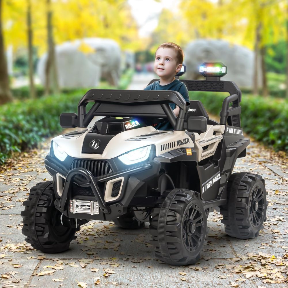 Roger 4*4 Battery Operated Jeep for Kids | Rechargeable Ride on Toy Car with Lights & Music | Big Battery Electric Jeep to Drive 3 to 8 Years Boys Girls