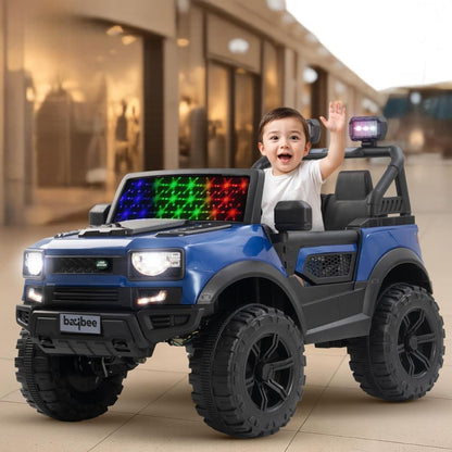 Rover Pro 4×4 Battery Operated Jeep for Kids, Ride on Toy Car with RGB Windshield Light & Music | Baby Big Battery Car | Electric Jeep Car for Kids to Drive 2 to 6 Years (Painted Blue)