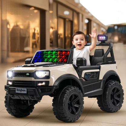 Rover Pro 4×4 Battery Operated Jeep for Kids, Ride on Toy Car with RGB Windshield Light & Music | Baby Big Battery Car | Electric Jeep Car for Kids to Drive 2 to 6 Years (Painted Blue)