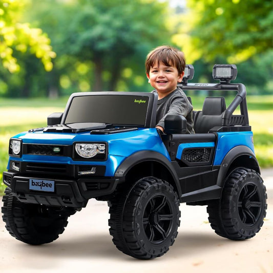 Rover Pro Metallic Paint 4×4 Battery Operated Jeep for Kids, Ride on Toy Car with RGB Windshield Light & Music | Baby Big Battery Car | Electric Jeep Car for Kids to Drive 2 to 6 Years (Painted Blue)
