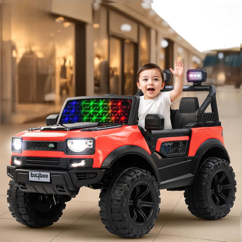 Rover Pro 4×4 Battery Operated Jeep for Kids, Ride on Toy Car with RGB Windshield Light & Music | Baby Big Battery Car | Electric Jeep Car for Kids to Drive 2 to 6 Years (Painted Blue)