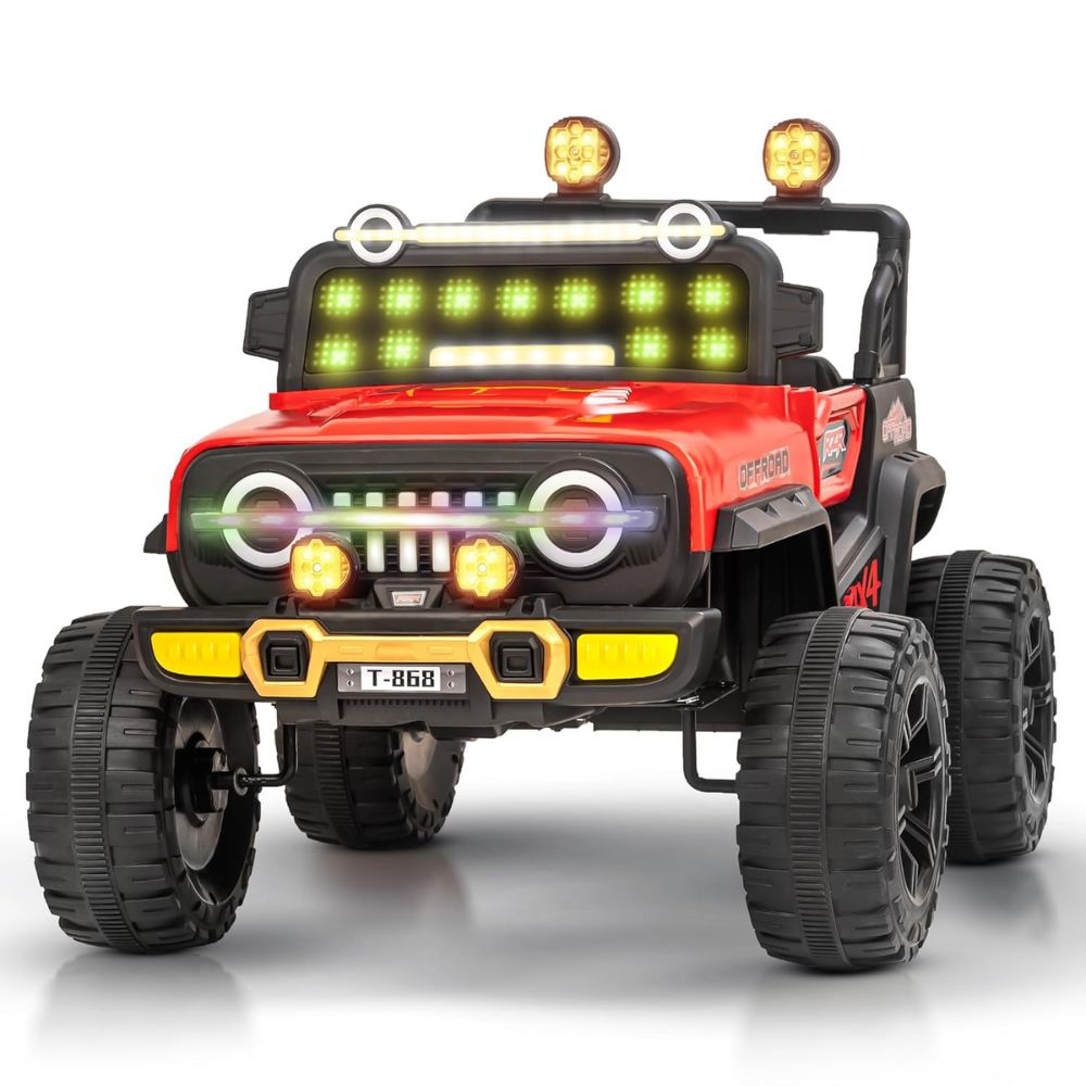 Rygon Battery Operated Jeep for Kids with RGB Windshield Light, USB, Bluetooth & Music | Baby Big Ride on Battery Car | Electric Jeep Car for Kids to Drive for 2 to 6 Years Boys Girls